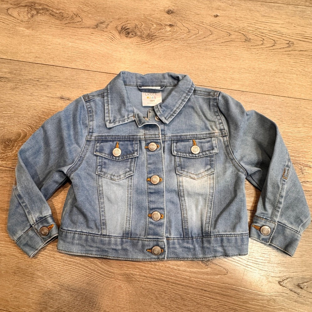 Falls Creek Kids Denim Jacket Light Wash Button Front Size 18 Months